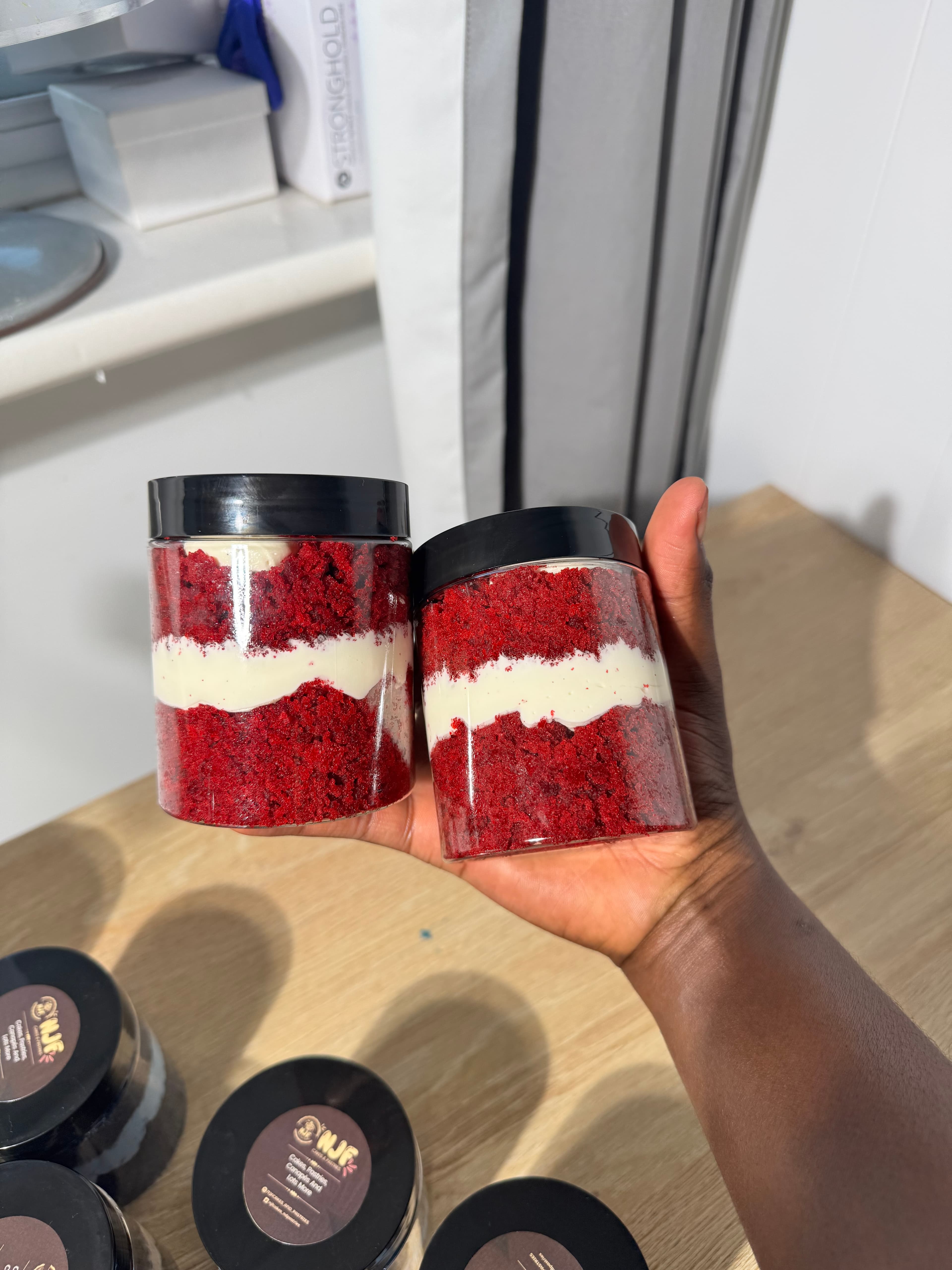 Handmade cake jars ready to enjoy
